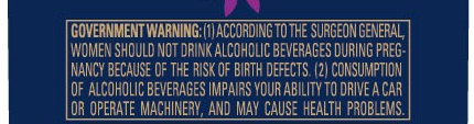 Label region read for Government warning bold